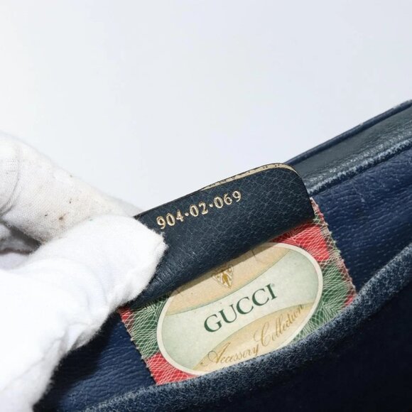 GUCCI GG Supreme Sherry Line Shoulder Bag PVC Navy Gold 904 02 069 Auth 148394 - Picture 13 of 16